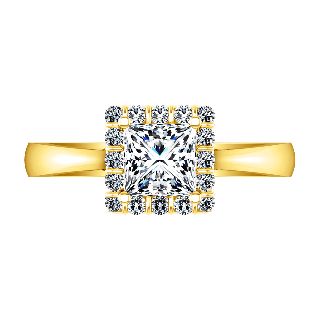 Halo Diamond Princess Cut Engagement Ring Lumiere 14K Yellow Gold engagement rings imaginediamonds 