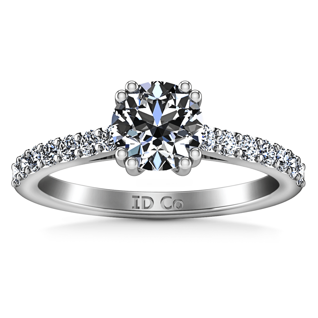 Round Diamond Pave Engagement Ring Michelle 14K White Gold engagement rings imaginediamonds 