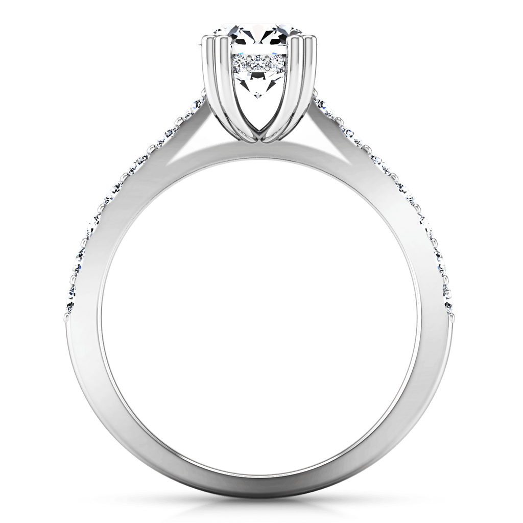 Round Diamond Pave Engagement Ring Michelle 14K White Gold engagement rings imaginediamonds 