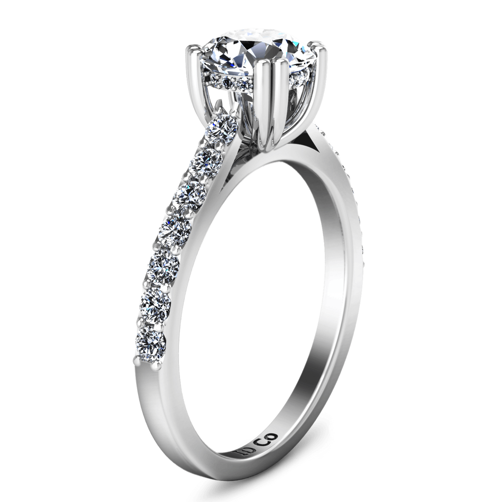 Round Diamond Pave Engagement Ring Michelle 14K White Gold engagement rings imaginediamonds 