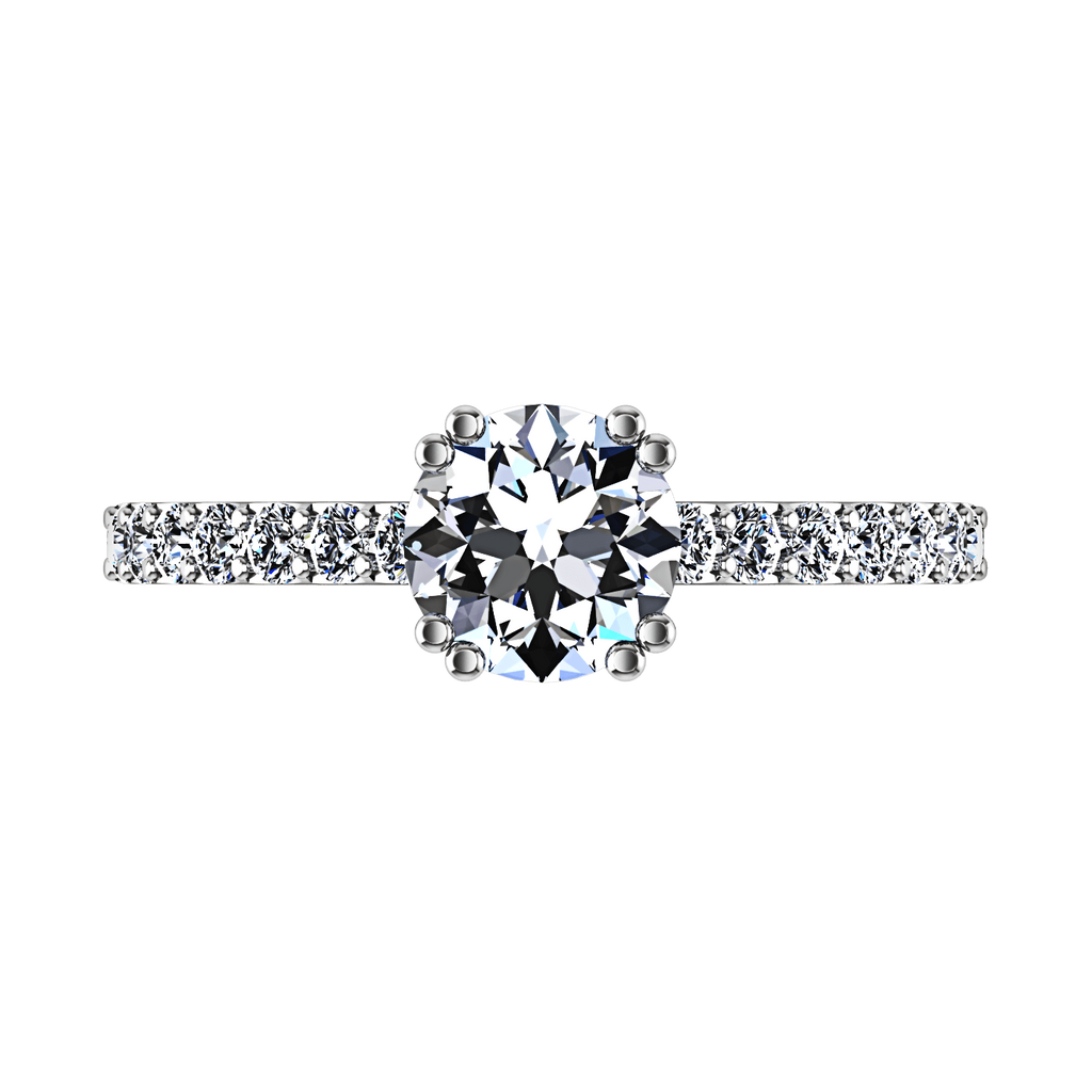 Round Diamond Pave Engagement Ring Michelle 14K White Gold engagement rings imaginediamonds 