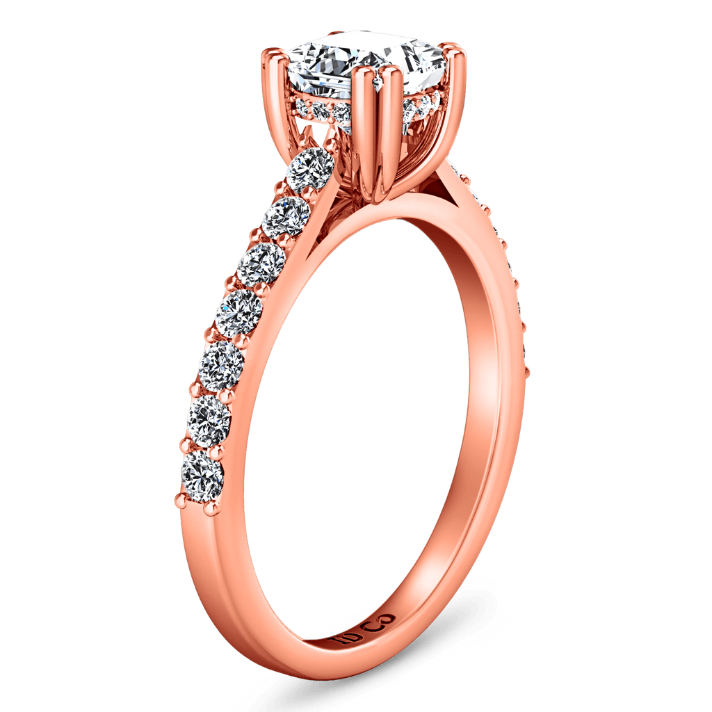 Pave Diamond Princess Cut Engagement Ring Jasmine 14K Rose Gold engagement rings imaginediamonds 