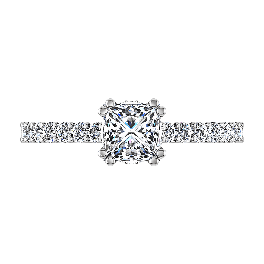 Pave Princess Cut Diamond Engagement Ring Jasmine 14K White Gold engagement rings imaginediamonds 
