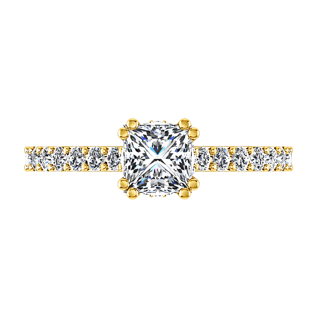 Pave Princess Cut Engagement Ring Jasmine 14K Yellow Gold engagement rings imaginediamonds 