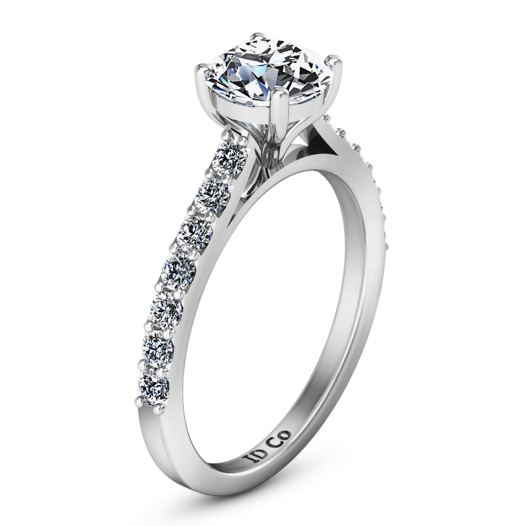 Round Diamond Pave Engagement Ring Harmoney 14K White Gold engagement rings imaginediamonds 