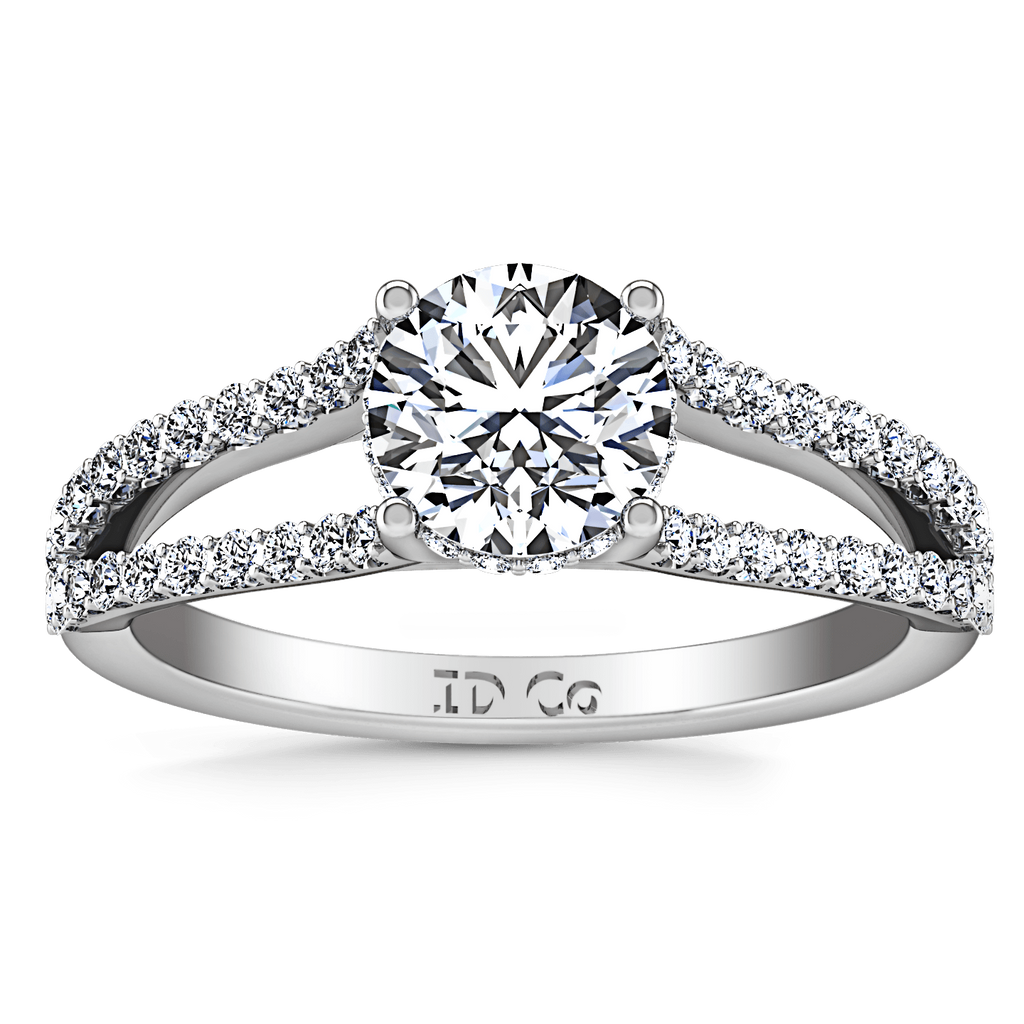 Round Diamond Pave Engagement Ring Fantasia 14K White Gold, 0.25 / H / Si 1 Round Diamond Pave Engagement Ring Fantasia 14K White Gold, 0.25 / H / Si 1