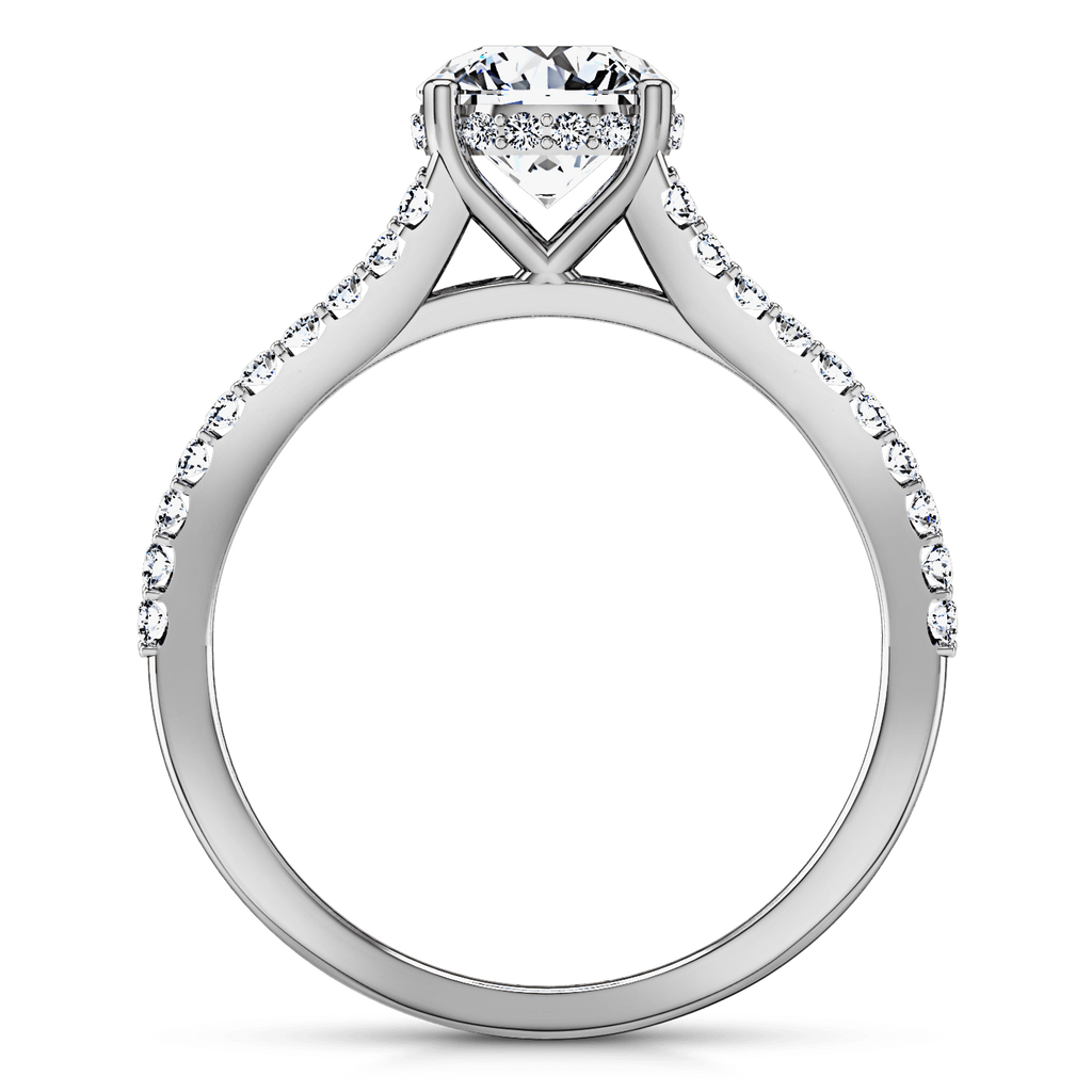 Round Diamond Pave Engagement Ring Fantasia 14K White Gold engagement rings imaginediamonds 