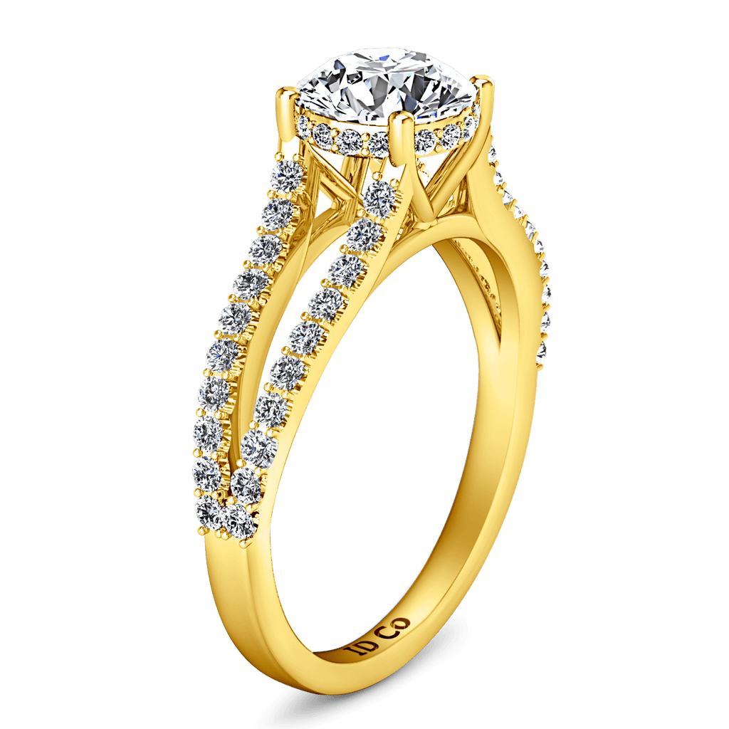 Pave Diamond EngagementRing Fantasia 14K Yellow Gold engagement rings imaginediamonds 