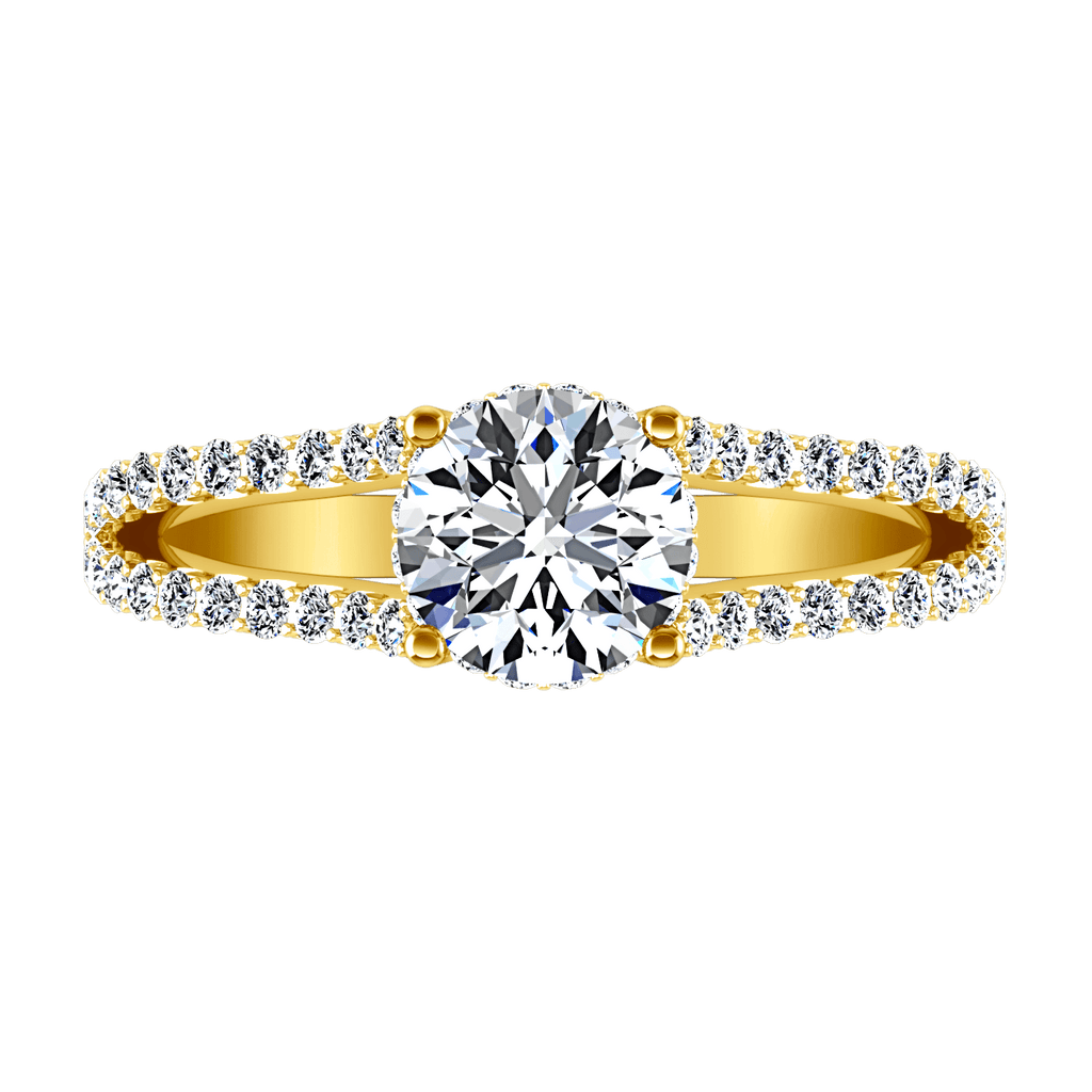 Pave Diamond EngagementRing Fantasia 14K Yellow Gold engagement rings imaginediamonds 