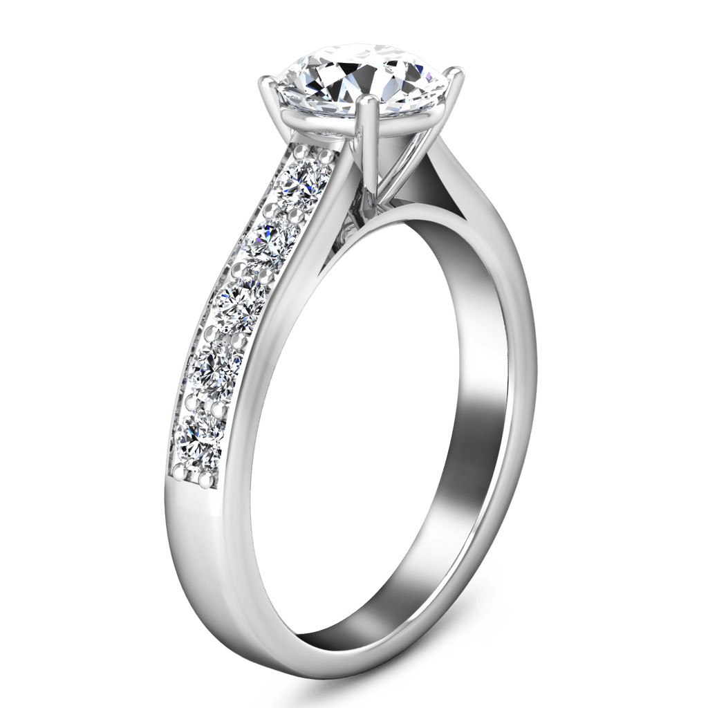 Round Diamond Pave Engagement Ring Allure 14K White Gold engagement rings imaginediamonds 
