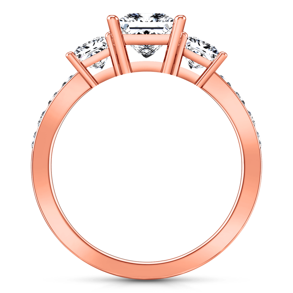 Three Stone Princess Cut Engagement Ring Rebecca 14K Rose Gold engagement rings imaginediamonds 