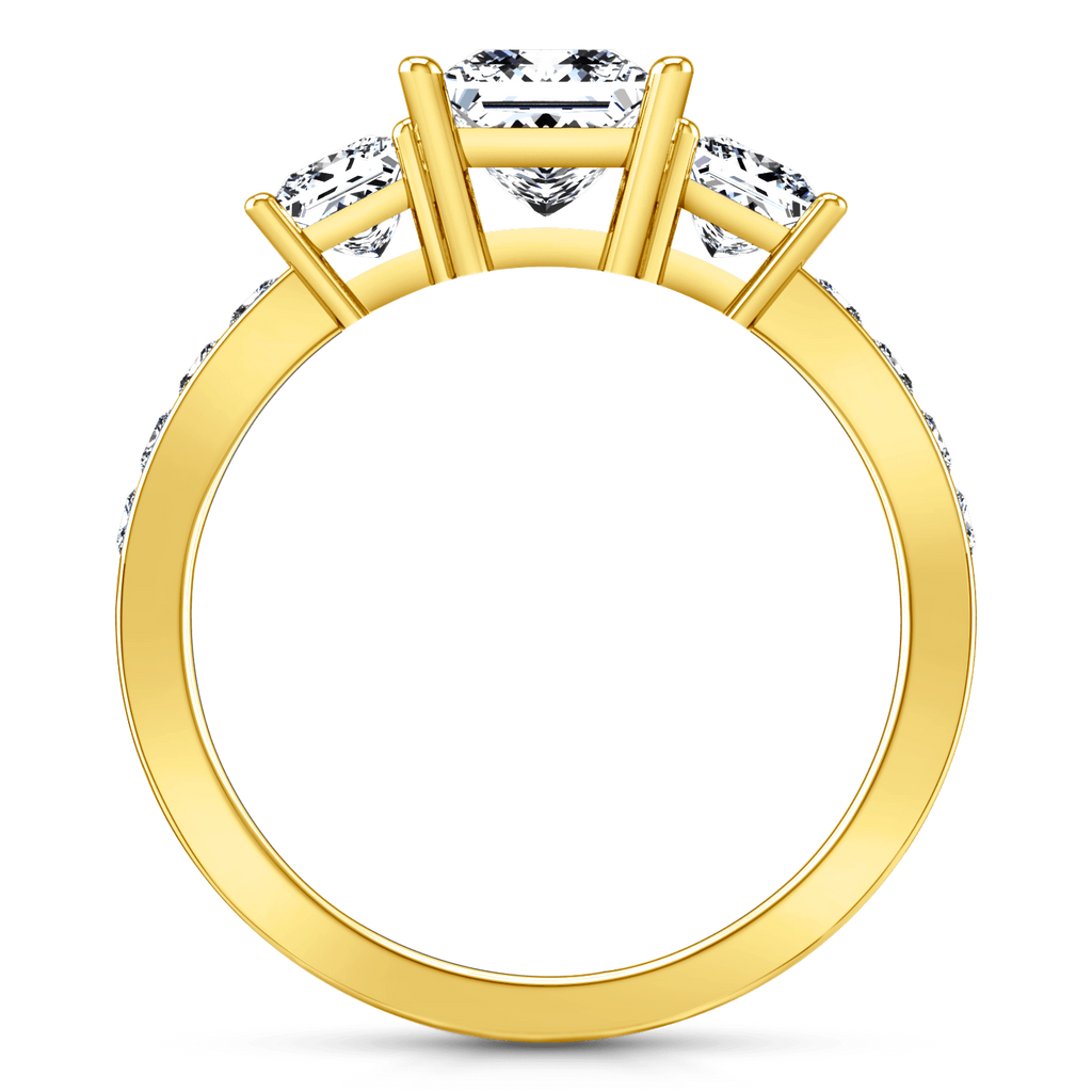 Three Stone Diamond Princess Cut Engagement Ring Rebecca 14K Yellow Gold engagement rings imaginediamonds 