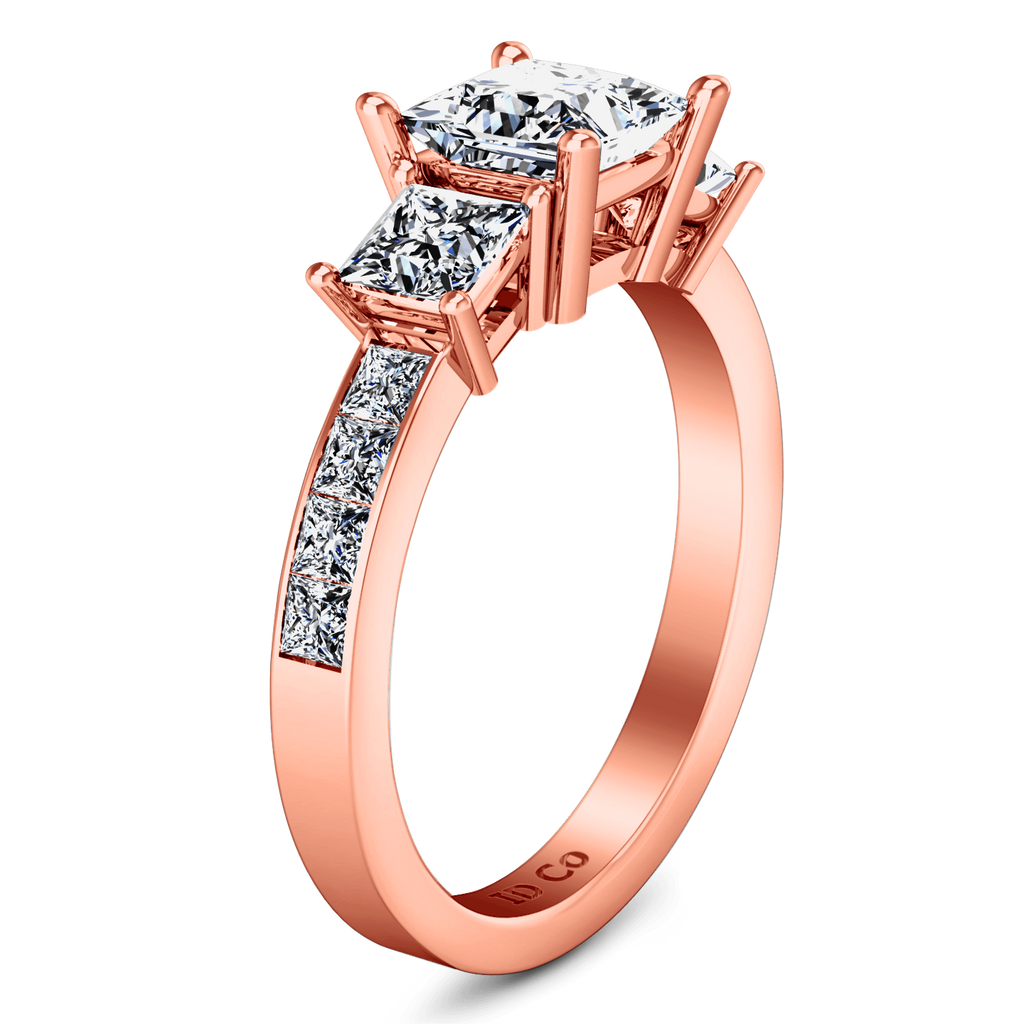 Three Stone Princess Cut Engagement Ring Rebecca 14K Rose Gold engagement rings imaginediamonds 