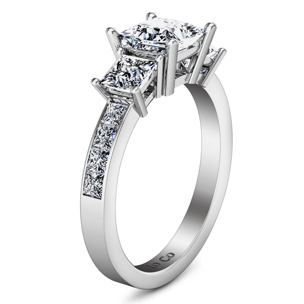 Three Stone Princess Cut Diamond Engagement Ring Rebecca 14K White Gold engagement rings imaginediamonds 