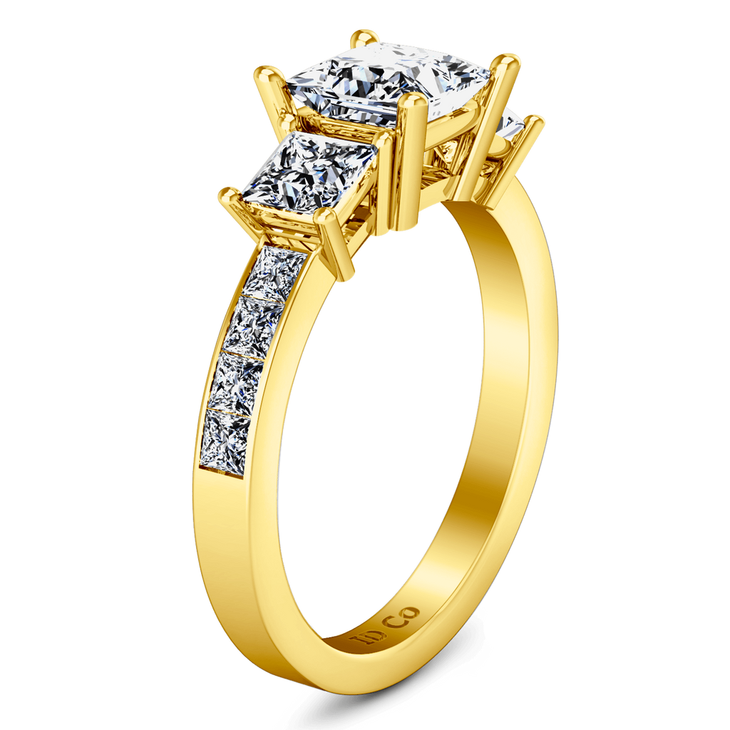 Three Stone Diamond Princess Cut Engagement Ring Rebecca 14K Yellow Gold engagement rings imaginediamonds 