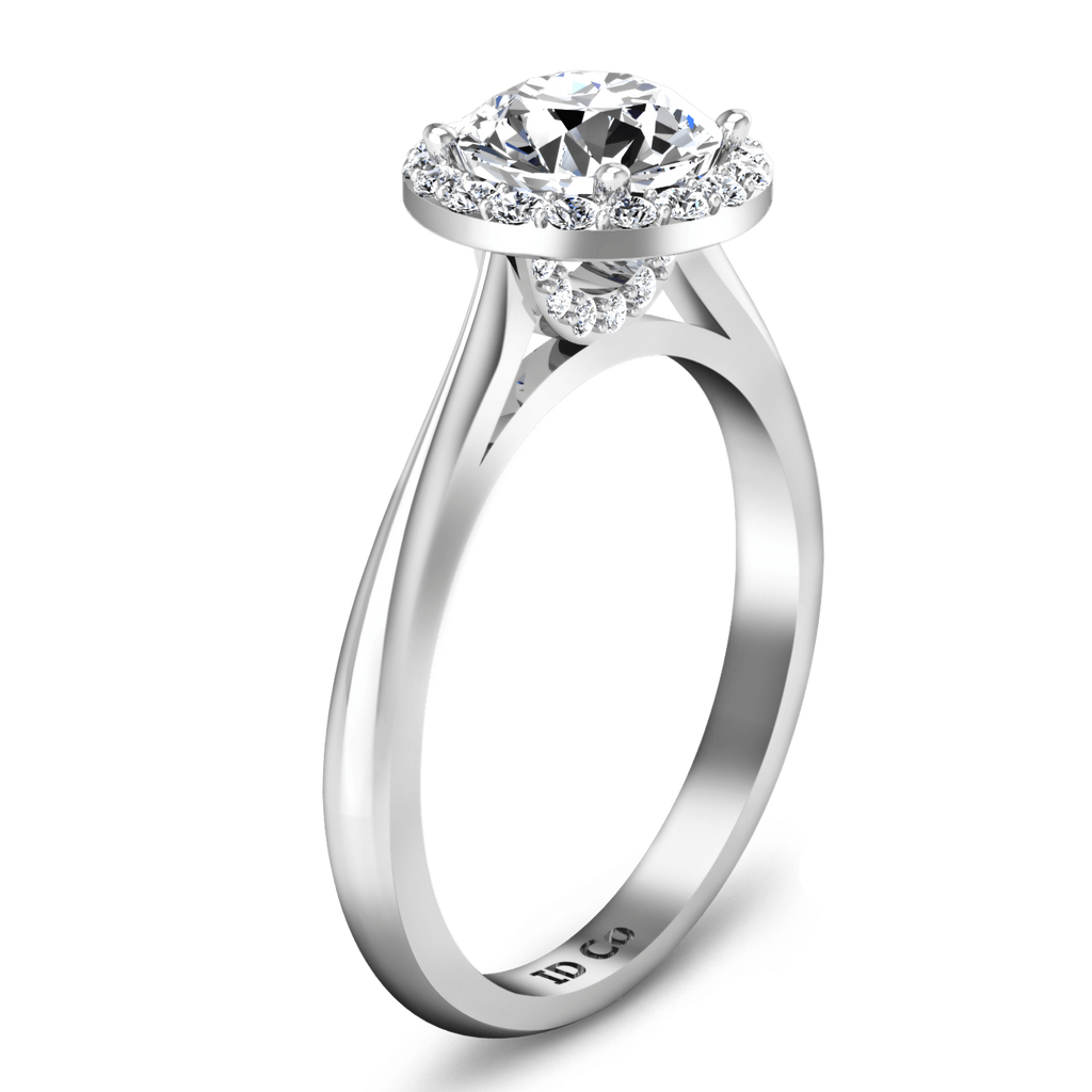 Round Diamond Halo Engagement Ring Etoile 14K White Gold engagement rings imaginediamonds 