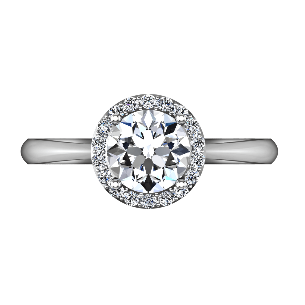 Round Diamond Halo Engagement Ring Etoile 14K White Gold engagement rings imaginediamonds 