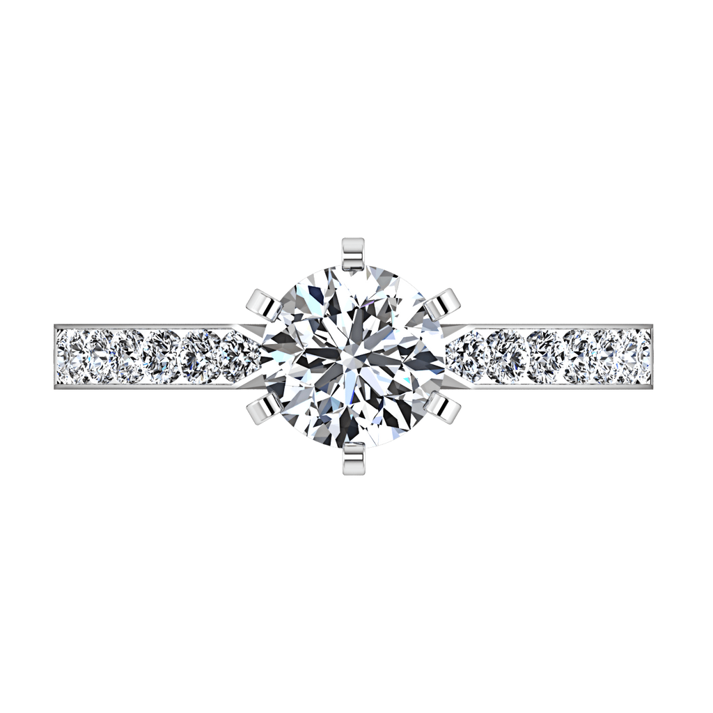 Round Diamond Pave Engagement Ring Bianca 14K White Gold engagement rings imaginediamonds 