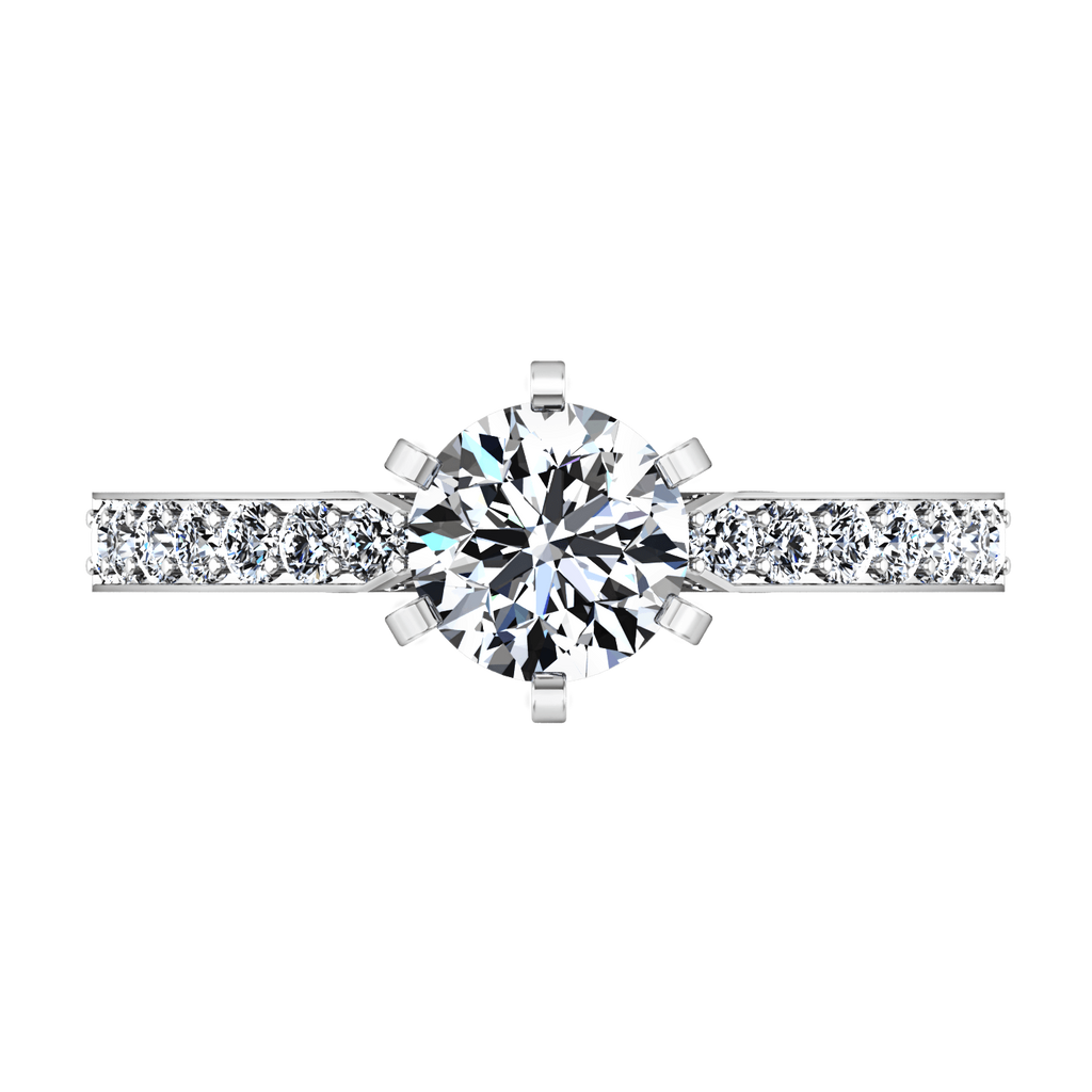Round Diamond Pave Engagement Ring Arabesque 14K White Gold engagement rings imaginediamonds 