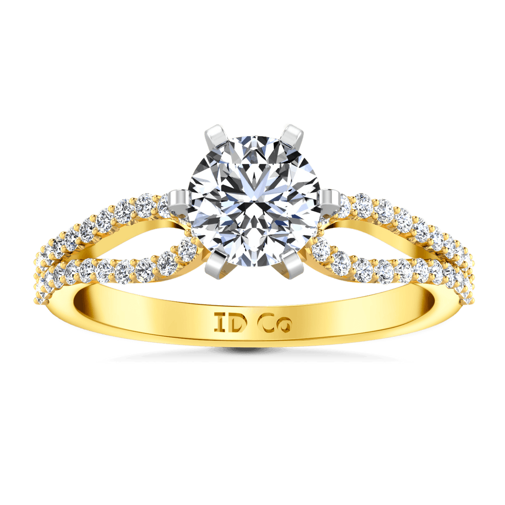 Pave Diamond EngagementRing Tres Jolie 14K Yellow Gold engagement rings imaginediamonds 