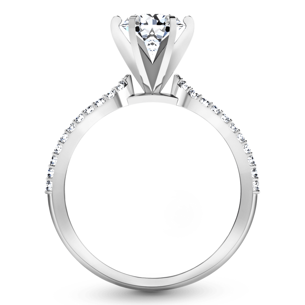 Round Diamond Pave Engagement Ring Tres Jolie 14K White Gold engagement rings imaginediamonds 