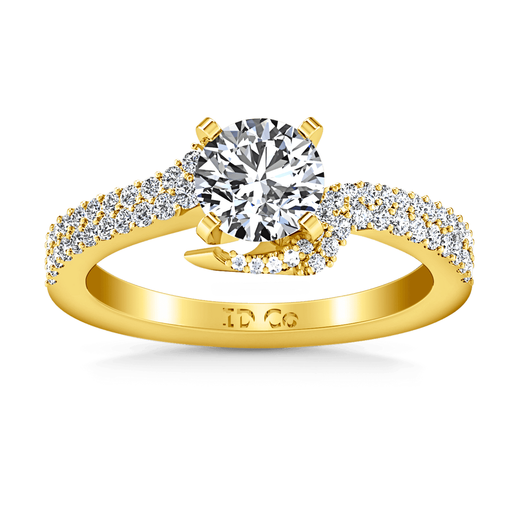 Pave Diamond EngagementRing Amber 14K Yellow Gold engagement rings imaginediamonds 