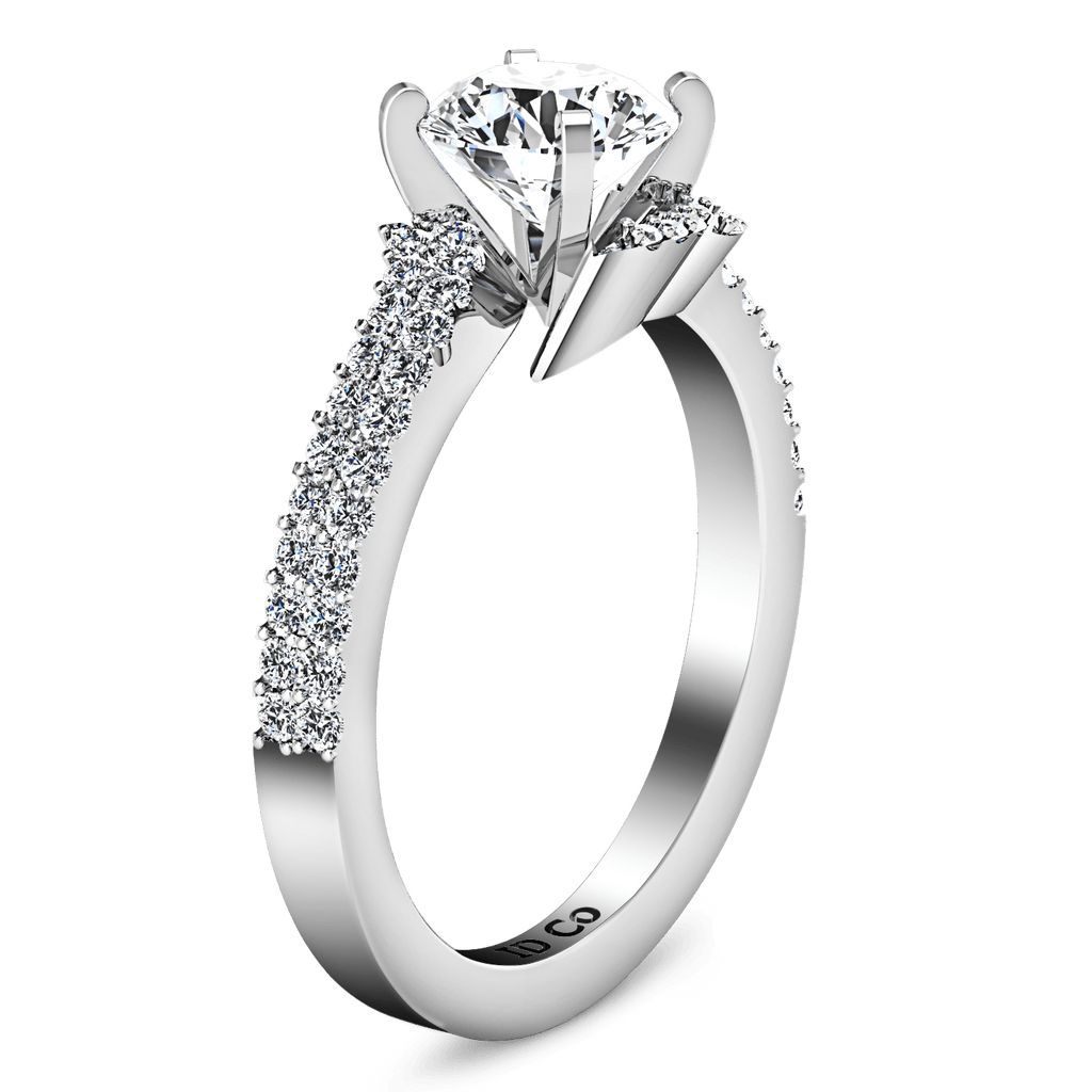Pave Round Diamond Engagement Ring Amber 14K White Gold engagement rings imaginediamonds 