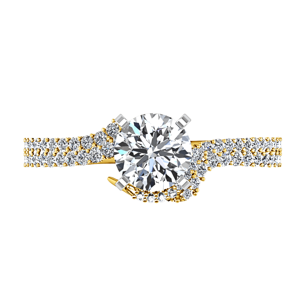 Pave Diamond EngagementRing Amber 14K Yellow Gold engagement rings imaginediamonds 