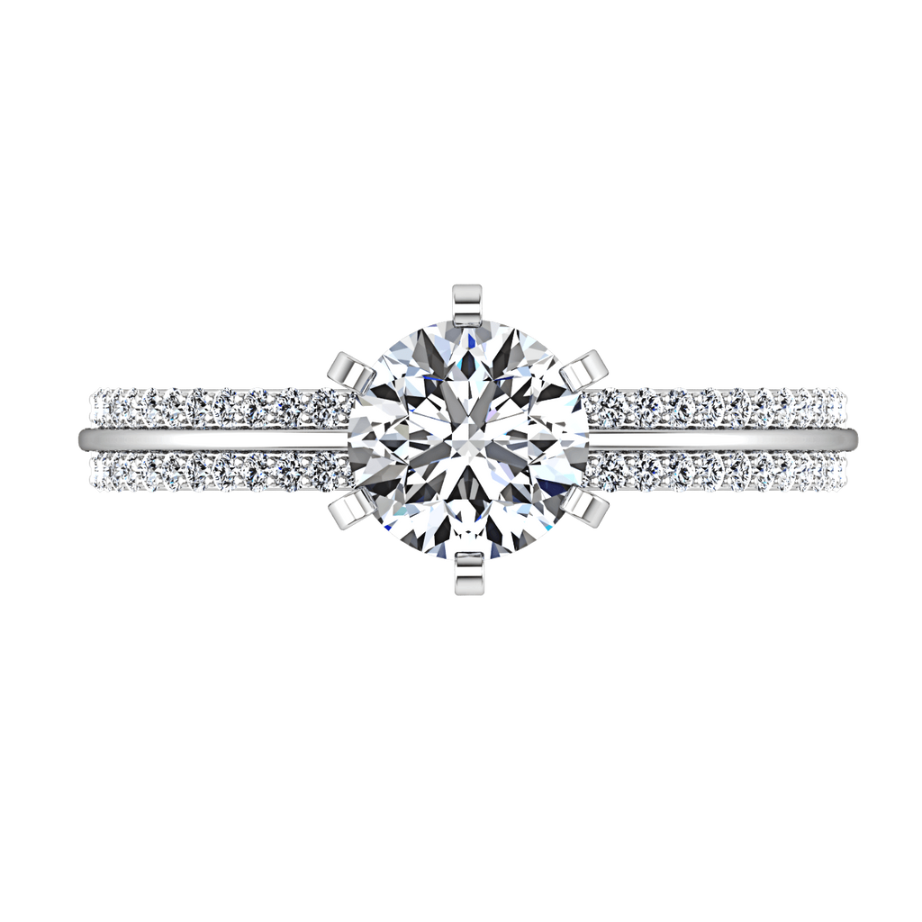 Round Diamond Pave Engagement Ring Amanda 14K White Gold engagement rings imaginediamonds 