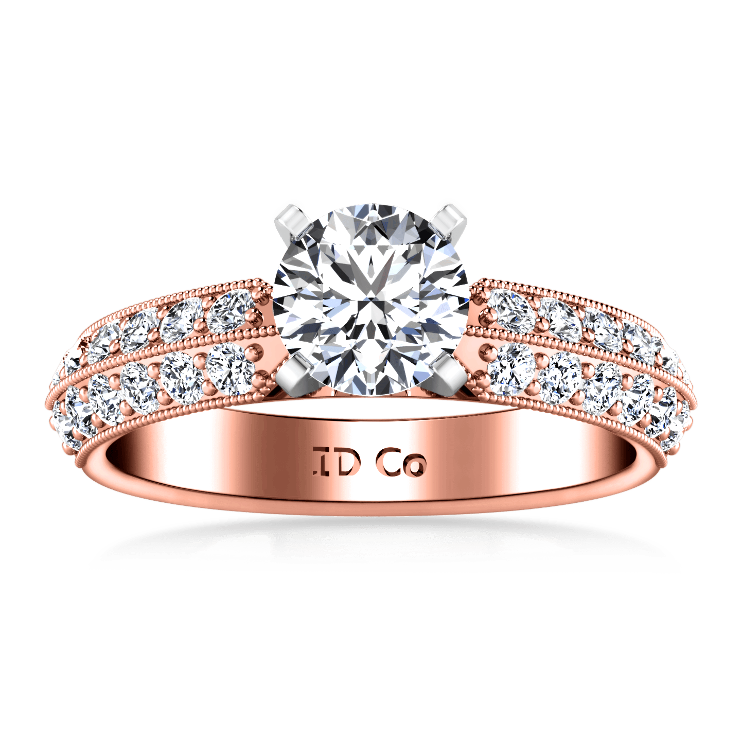 Pave Diamond Engagement Ring Amore 14K Rose Gold