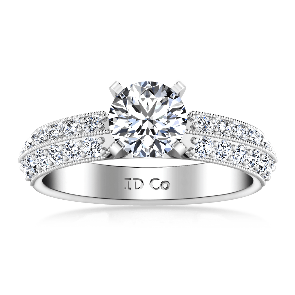 Round Diamond Pave Engagement Ring Amore 14K White Gold engagement rings imaginediamonds 