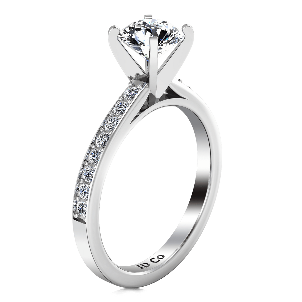 Round Diamond Pave Engagement Ring Belle 14K White Gold engagement rings imaginediamonds 