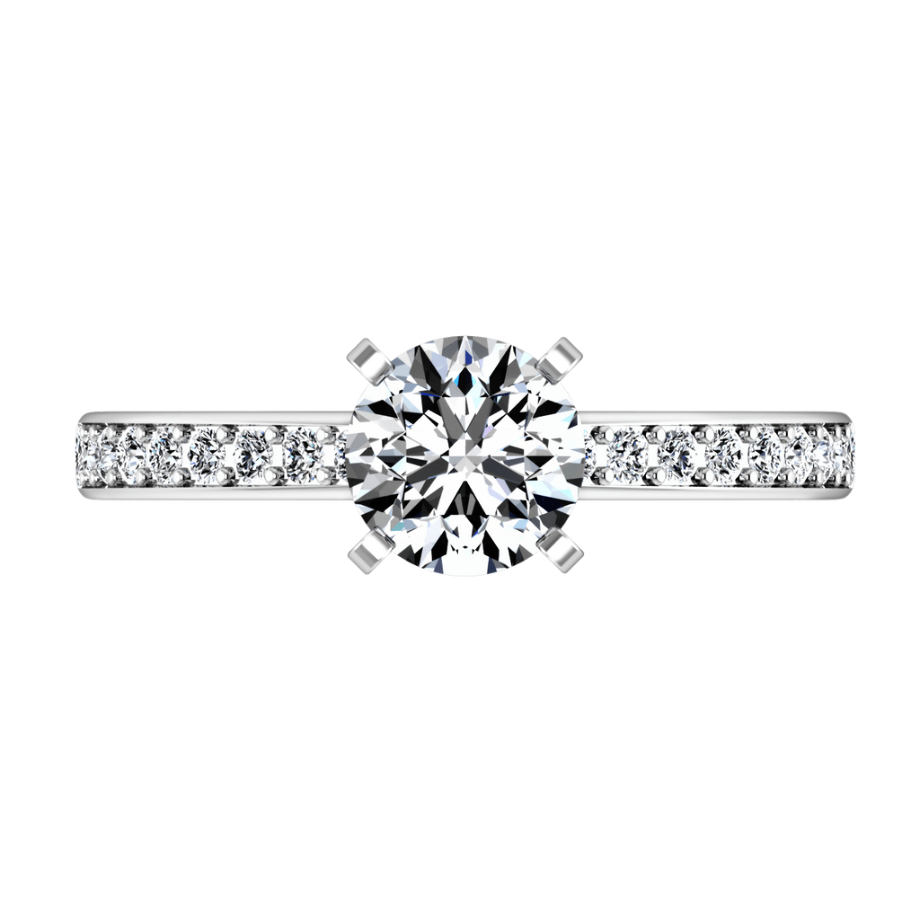 Round Diamond Pave Engagement Ring Belle 14K White Gold engagement rings imaginediamonds 