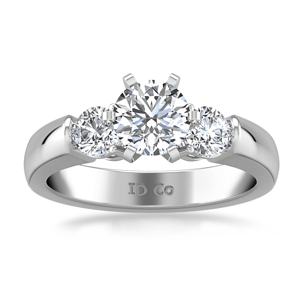 Round Diamond Three Stone Engagement Ring Justine 14K White Gold engagement rings imaginediamonds 