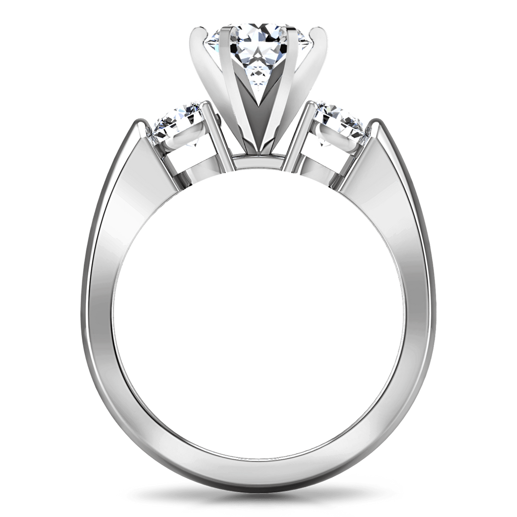 Round Diamond Three Stone Engagement Ring Justine 14K White Gold engagement rings imaginediamonds 