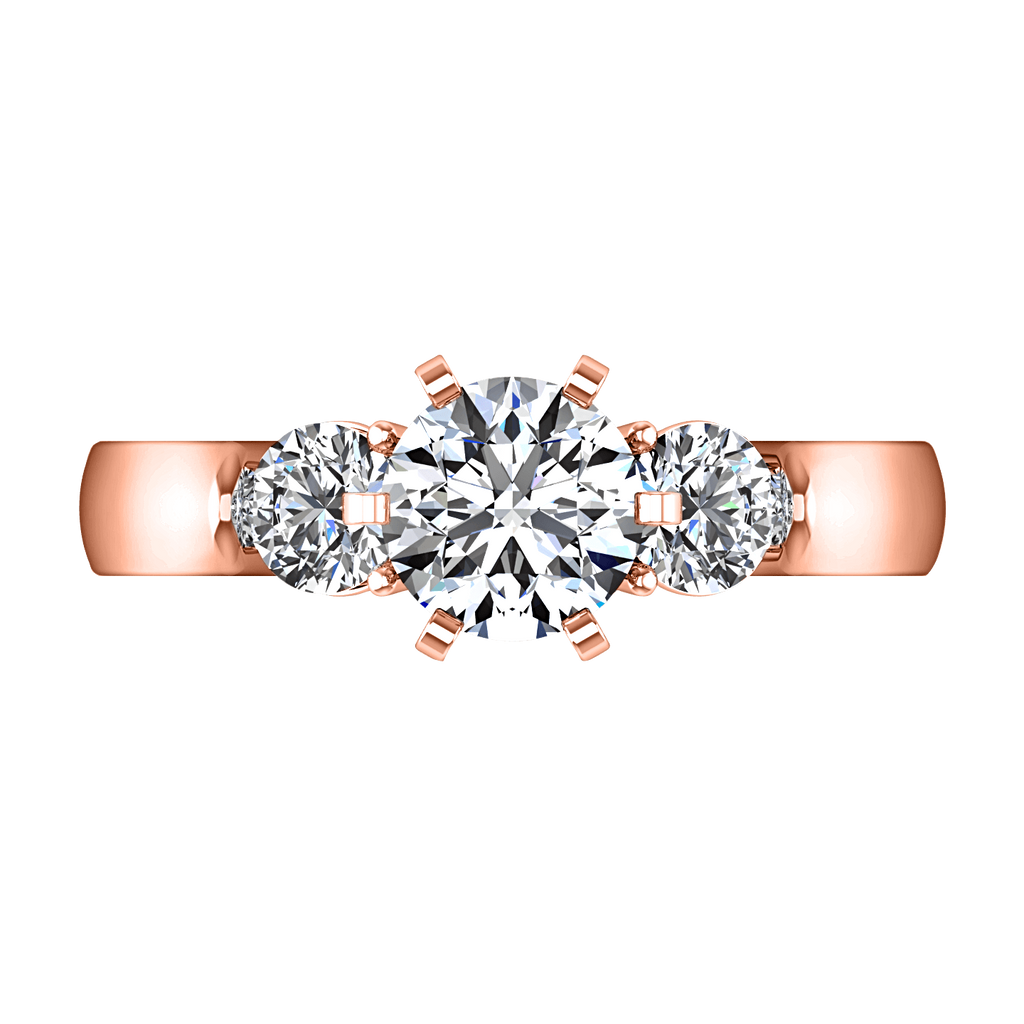 Three Stone Diamond EngagementRing Justine 14K Rose Gold engagement rings imaginediamonds 
