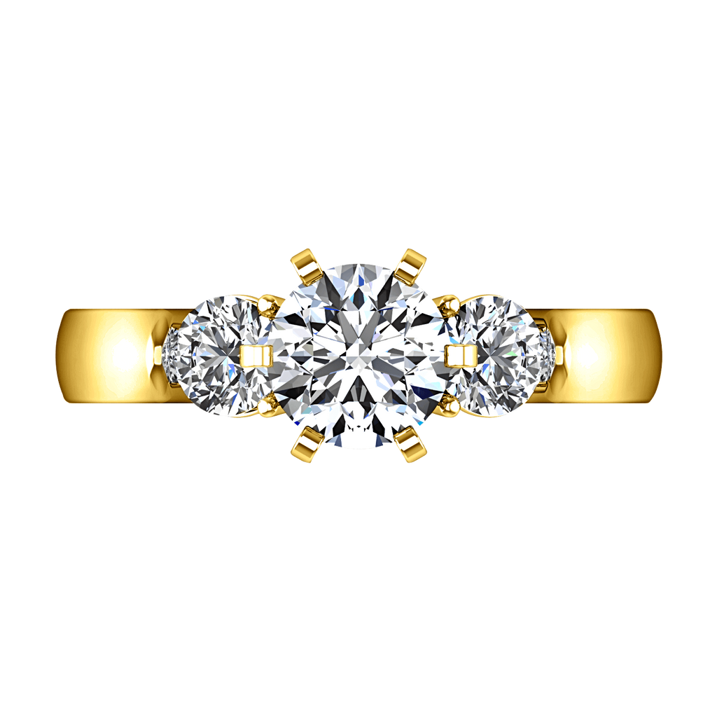 Three Stone Diamond Engagement Ring Justine 14K Yellow Gold engagement rings imaginediamonds 