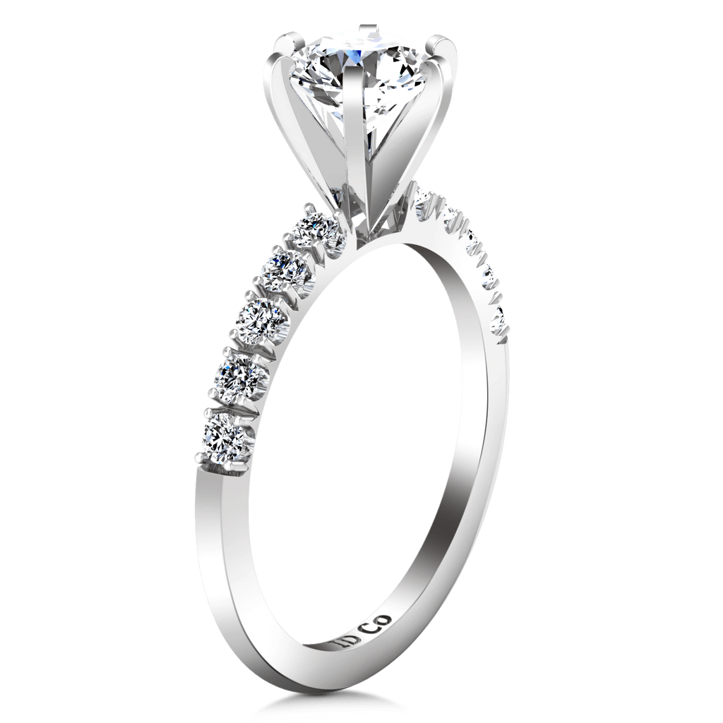 Round Diamond Pave Engagement Ring Grace 14K White Gold engagement rings imaginediamonds 