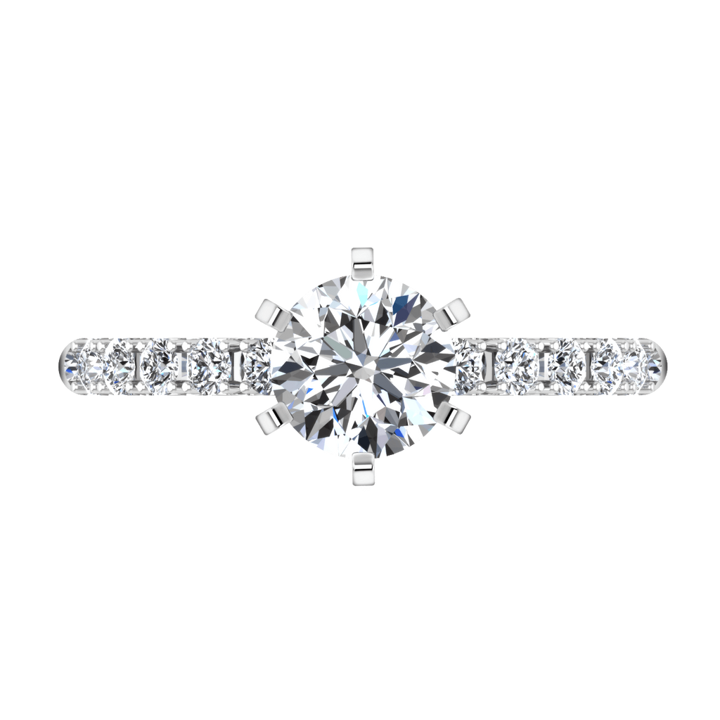 Round Diamond Pave Engagement Ring Grace 14K White Gold engagement rings imaginediamonds 