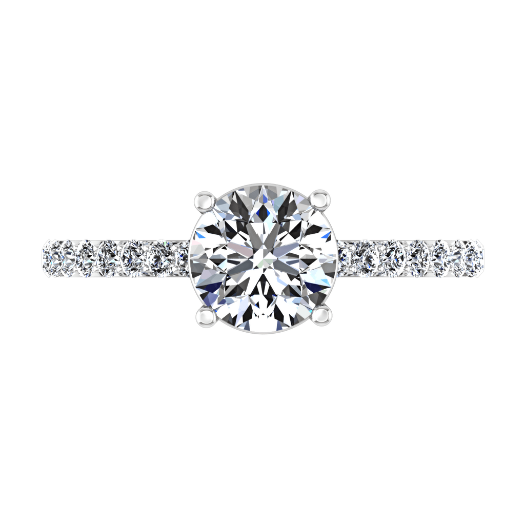 Round Diamond Pave Engagement Ring Yvette 14K White Gold engagement rings imaginediamonds 