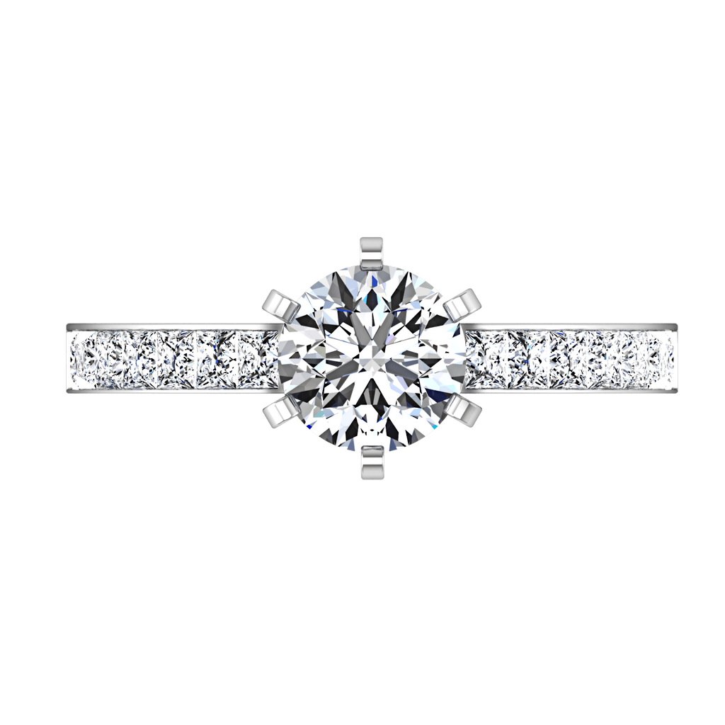Round Diamond Pave Engagement Ring Calla 14K White Gold engagement rings imaginediamonds 