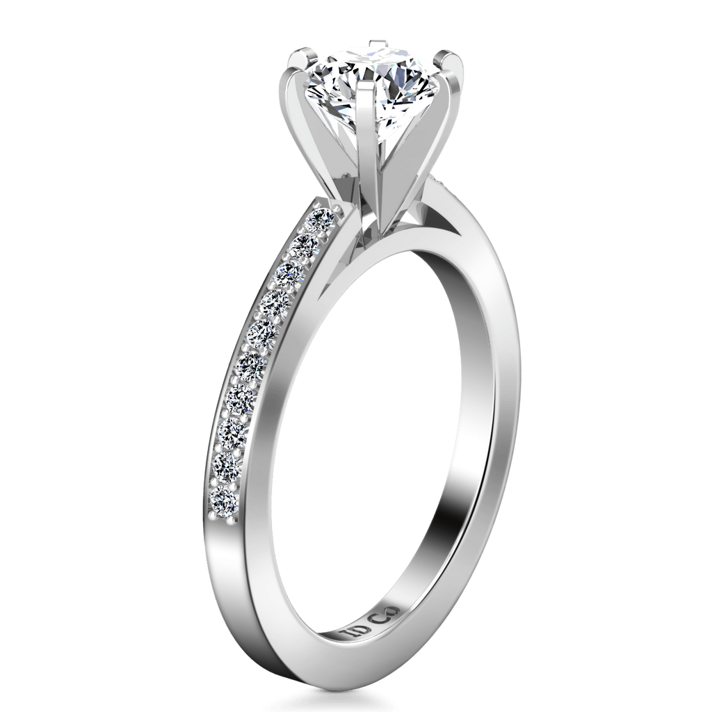 Round Diamond Pave Engagement Ring Ashley 14K White Gold engagement rings imaginediamonds 