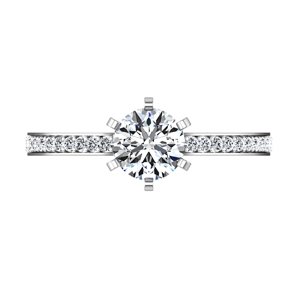 Round Diamond Pave Engagement Ring Ashley 14K White Gold engagement rings imaginediamonds 