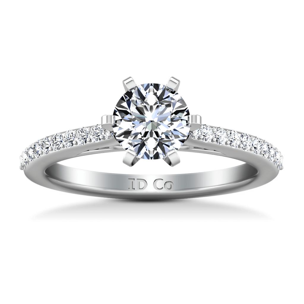Round Diamond Pave Engagement Ring Juliette 14K White Gold engagement rings imaginediamonds 