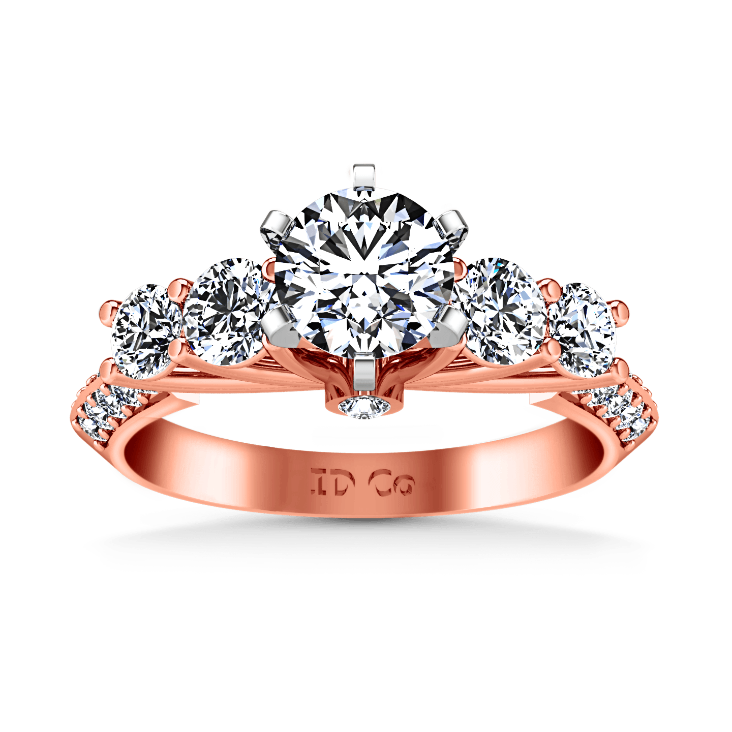 Anel De Noivado De Diamante Pave Em Ouro Rosa 14K Real, image size:1440x1440