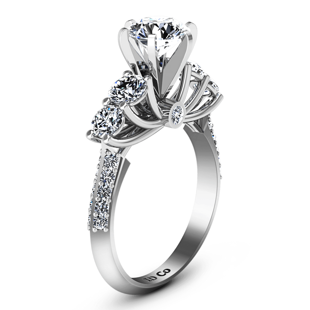 Round Diamond Pave Engagement Ring Regal 14K White Gold engagement rings imaginediamonds 