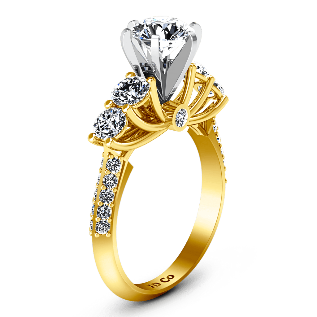 Pave Diamond EngagementRing Regal 14K Yellow Gold engagement rings imaginediamonds 