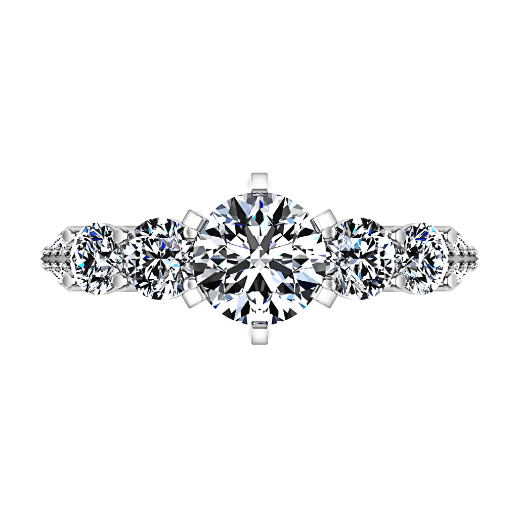 Round Diamond Pave Engagement Ring Regal 14K White Gold engagement rings imaginediamonds 