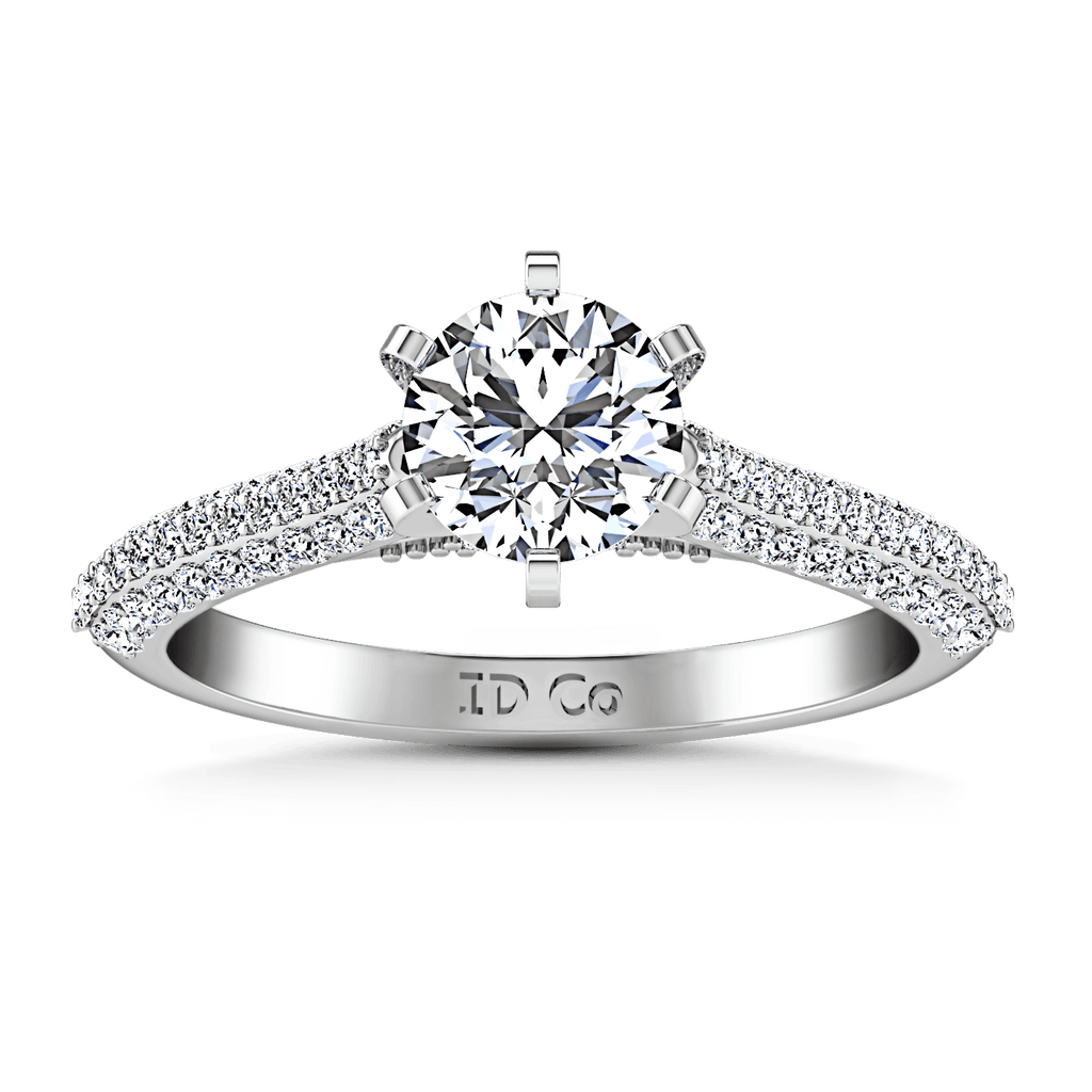 Pave Round Diamond Engagement Ring Royal 14K White Gold engagement rings imaginediamonds 