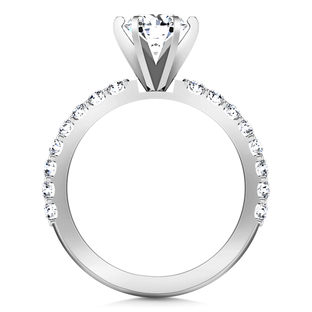 Round Diamond Pave Engagement Ring Lauren 14K White Gold engagement rings imaginediamonds 
